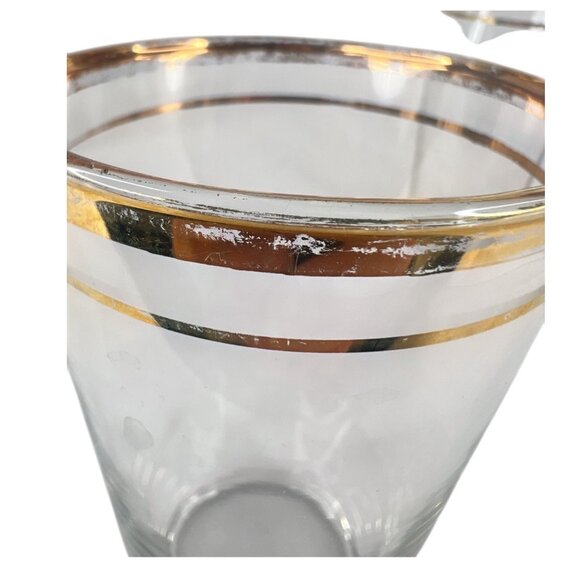 Set Of 4 Vintage Gold Rimmed Clear Glass Tumblers 8 Ounce Barware Drinking Glass - Picture 6 of 9